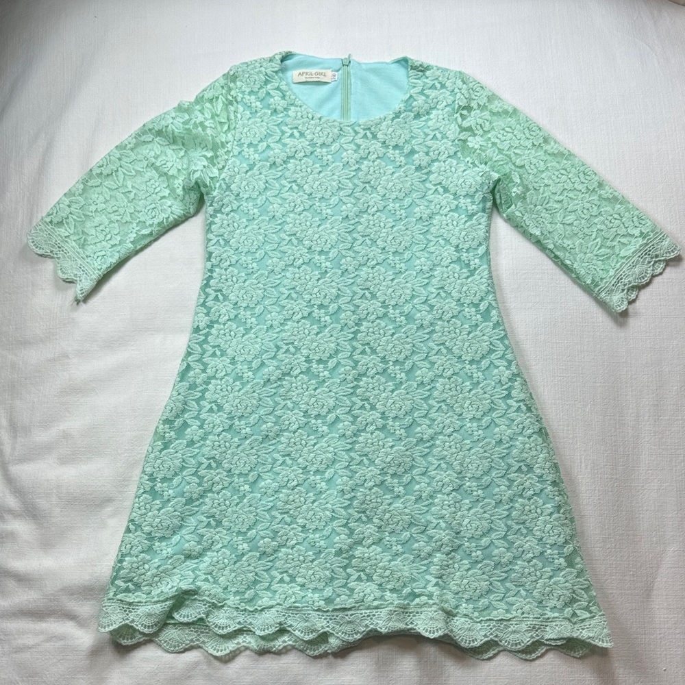 Mint‎ Green Lace Kids Dress